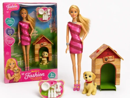 Muñeca Fashion con Mascota y Accesorios