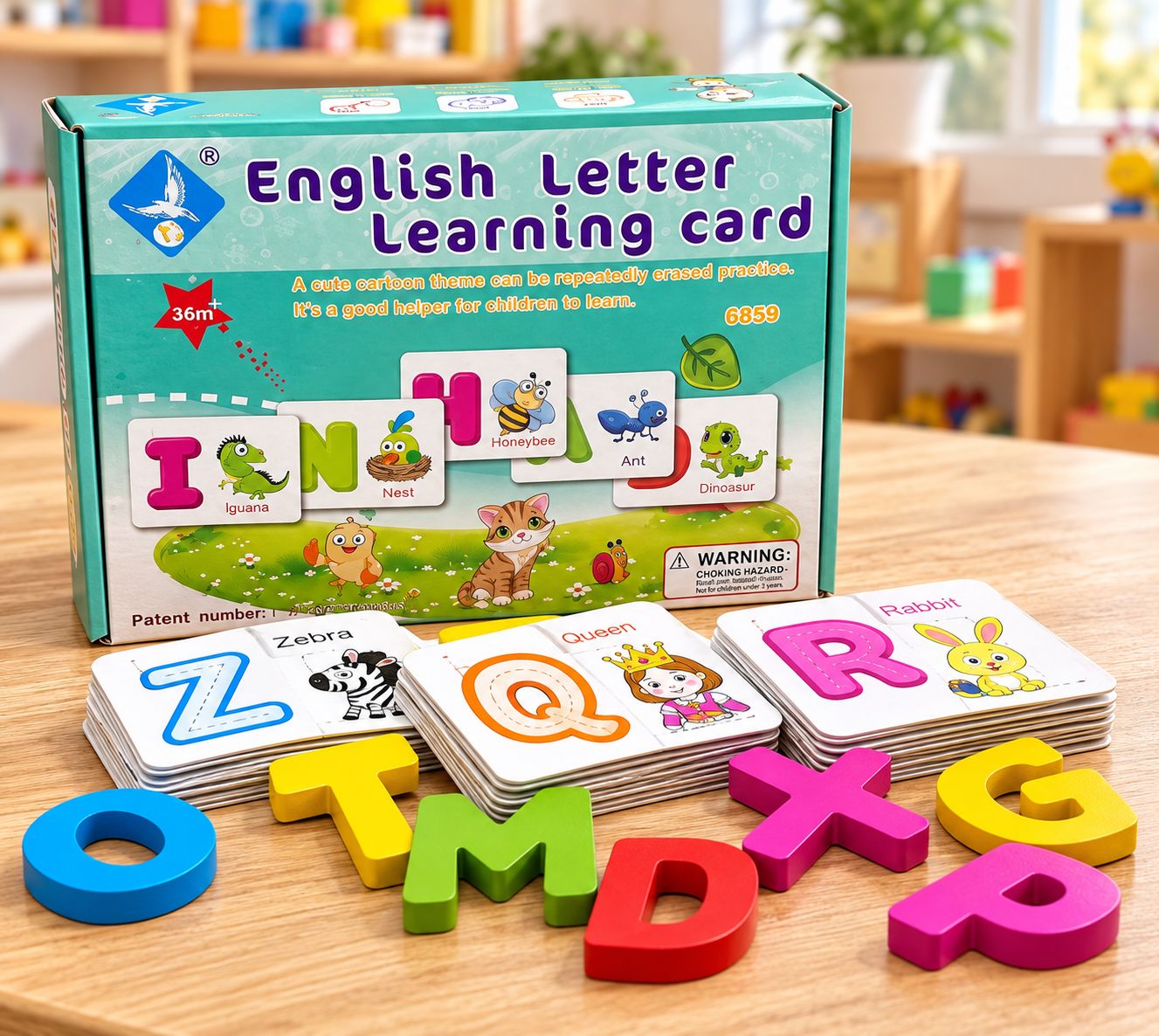 CAJA LETRAS EN INGLES CON LETRAS EN PASTA Y MARCADOR