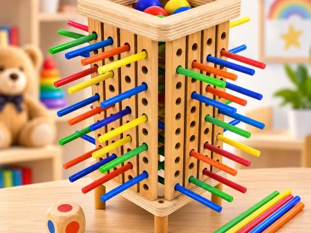 TORRE DE EQUILIBRIO CON PELOTAS Y PALITOS DE MADERA